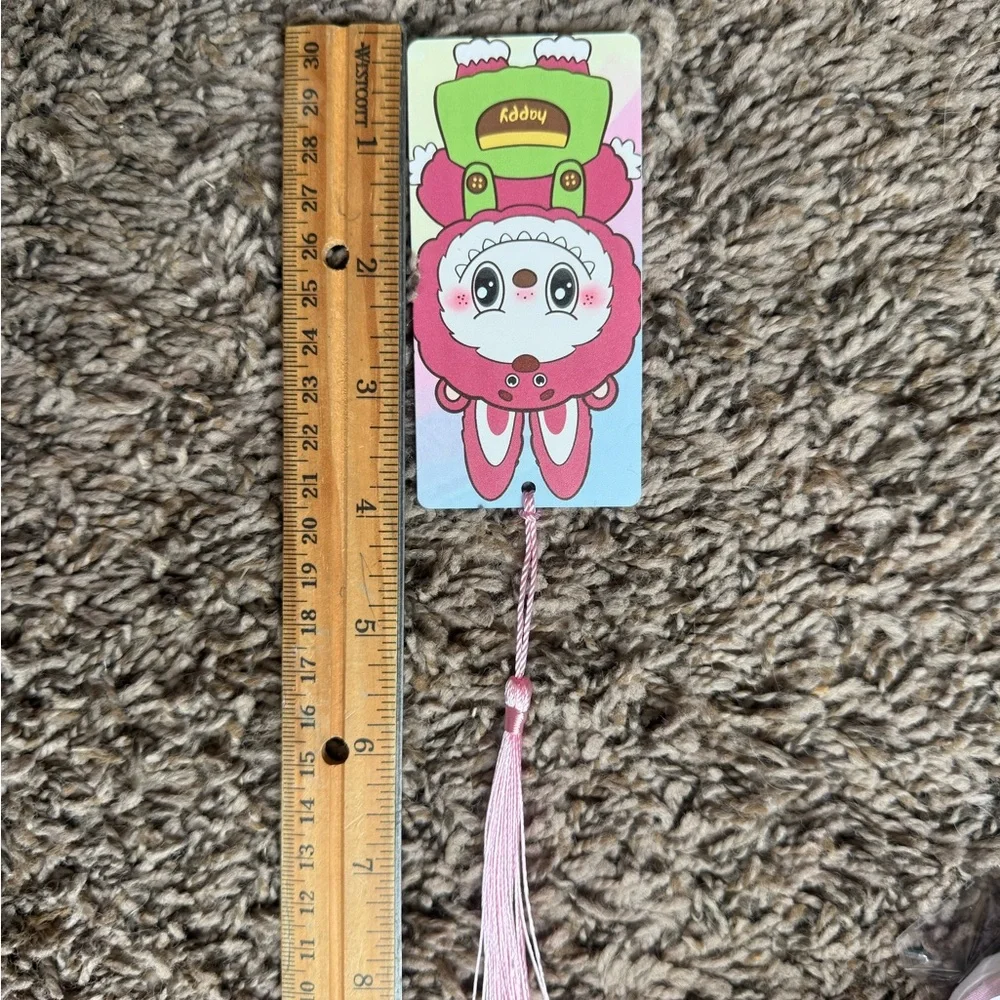 Labubu Bookmark, Red Labubu With Green Clothes